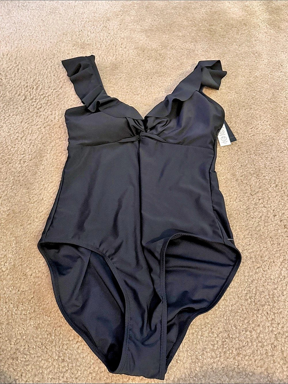 Tahari Twist Front One Piece Swimsuit Black